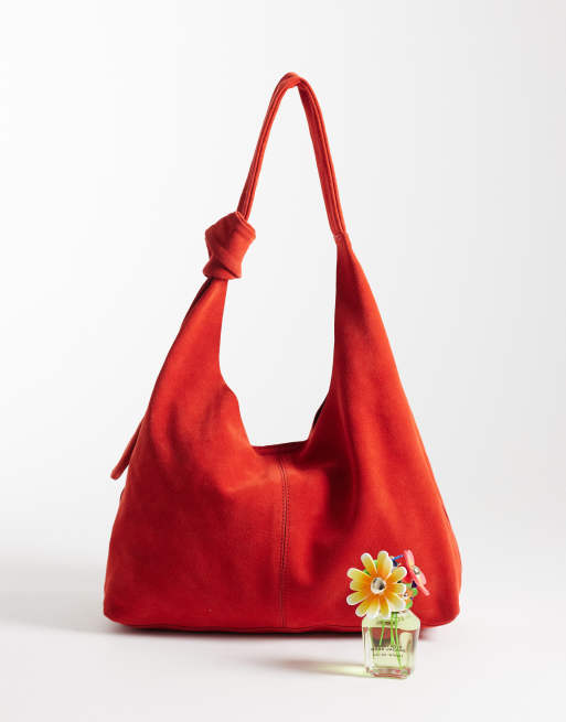 Accessorize - Orange skuldertaske med knudedetalje i ruskind, 2 af 4