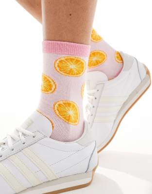 Accessorize Orange Slice Socks In Pink