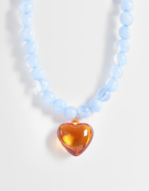 Accessorize orb heart necklace in blue - view 1