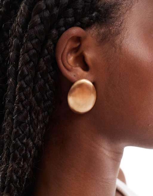 Accessorize - Orecchini a bottone dorati ovali grandi