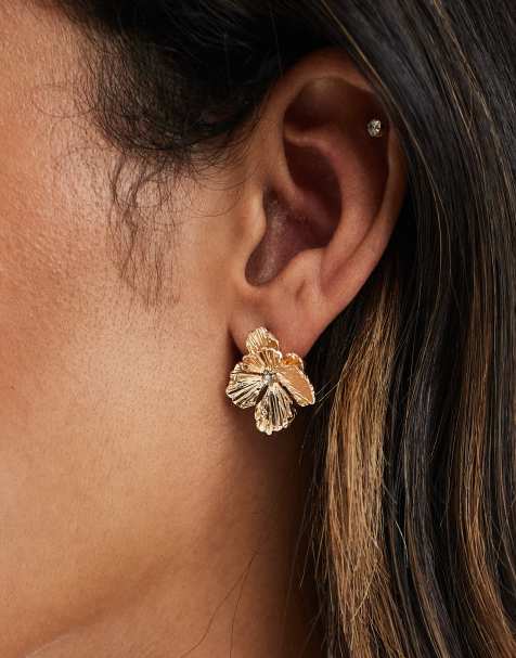 Accessorize - Orecchini a bottone piccoli color oro a fiore - view 1