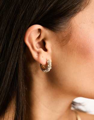 Accessorize - Orecchini a cerchio color oro con perle e cristalli