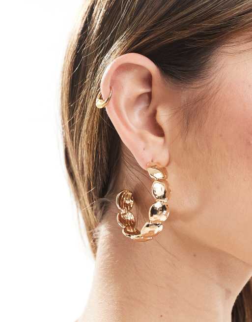 Accessorize - Orecchini a cerchio dorati con dettagli smerlati