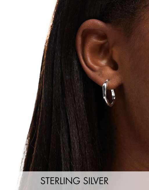 Accessorize - Orecchini a cerchio piccoli in argento sterling effetto metallo fuso