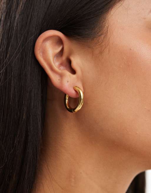 Accessorize - Orecchini a cerchio spessi in acciaio inossidabile placcati oro