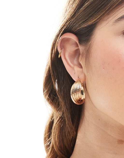 Accessorize - Orecchini a cerchio zigrinati color oro