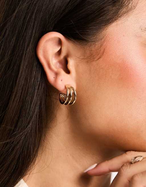 Accessorize - Orecchini a triplo cerchio color oro