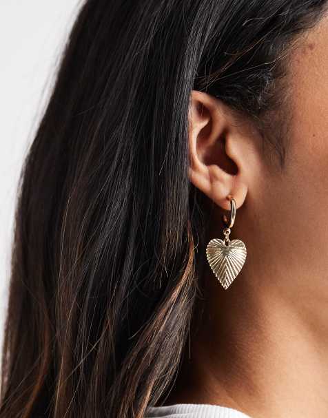 Accessorize - Orecchini pendenti a forma di cuore dorati - view 1