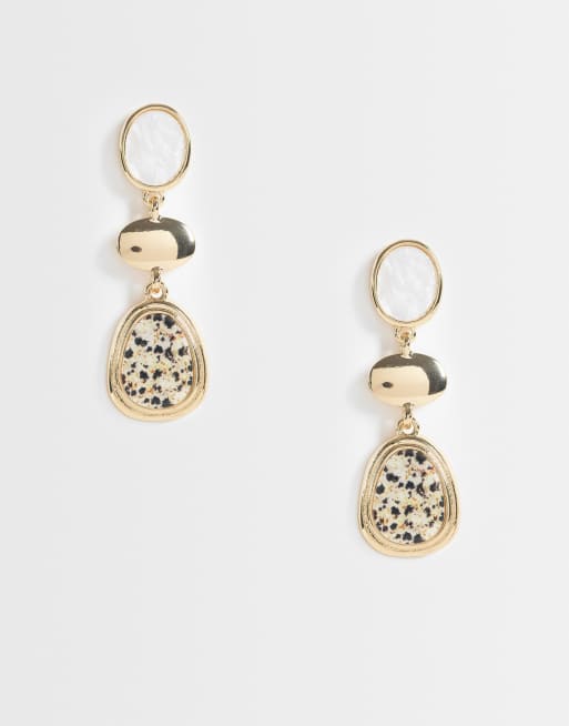 Accessorize orecchini pendenti a tre pietre a pois color oro, 1 di 4