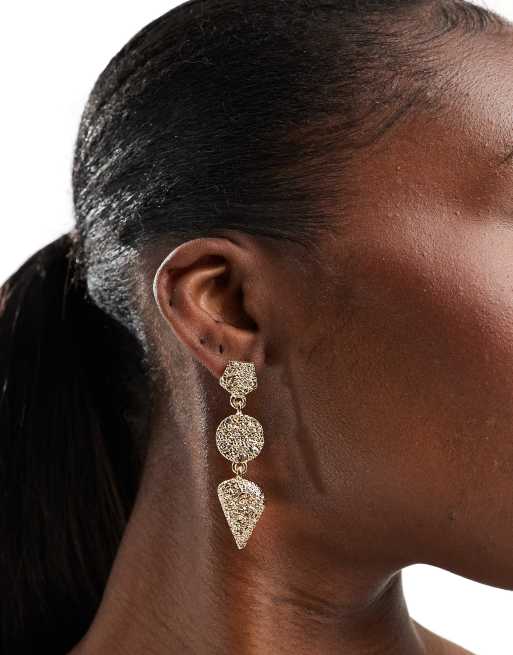 Accessorize - Orecchini pendenti appariscenti con dischi effetto martellato color oro