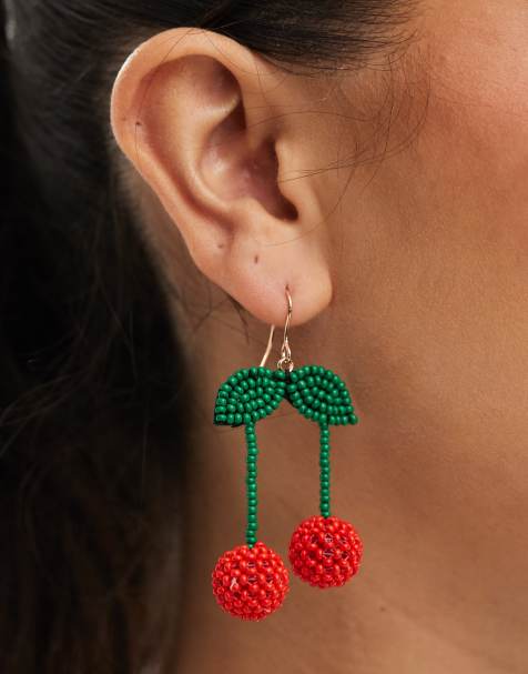 Accessorize - Orecchini pendenti rossi a forma di ciliegie con perline - view 1
