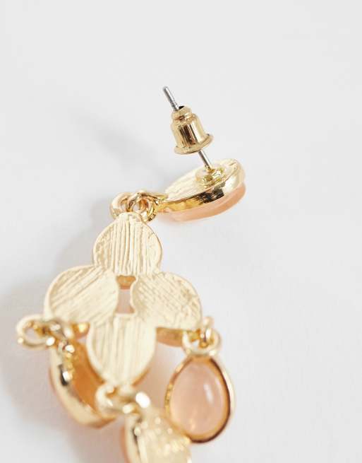 Accessorize ornate pretty stone drop earrings in pink, 3 of 4