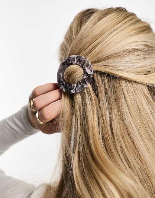 Accessorize - Ovalt hårspænde i grå resin
