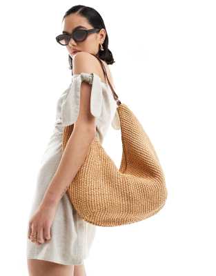 Accessorize - Oversize-Schultertasche in naturfarbener Strohoptik-Neutral