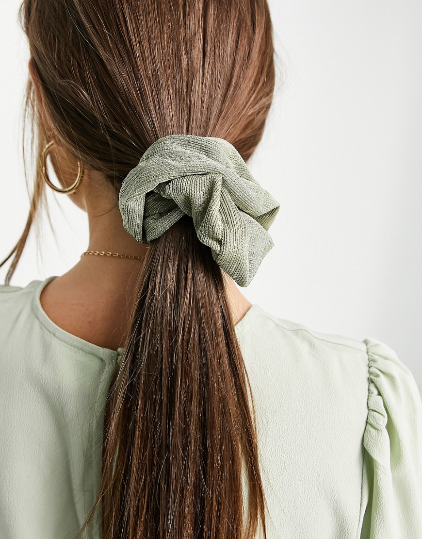 Accessorize oversized scrunchie in sage green plisse
