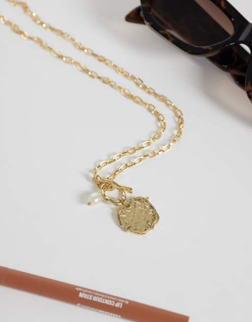 Accessorize - Pack de 2 collares marrones y dorados con colgante y fragmentos de piedra, 2 de 4