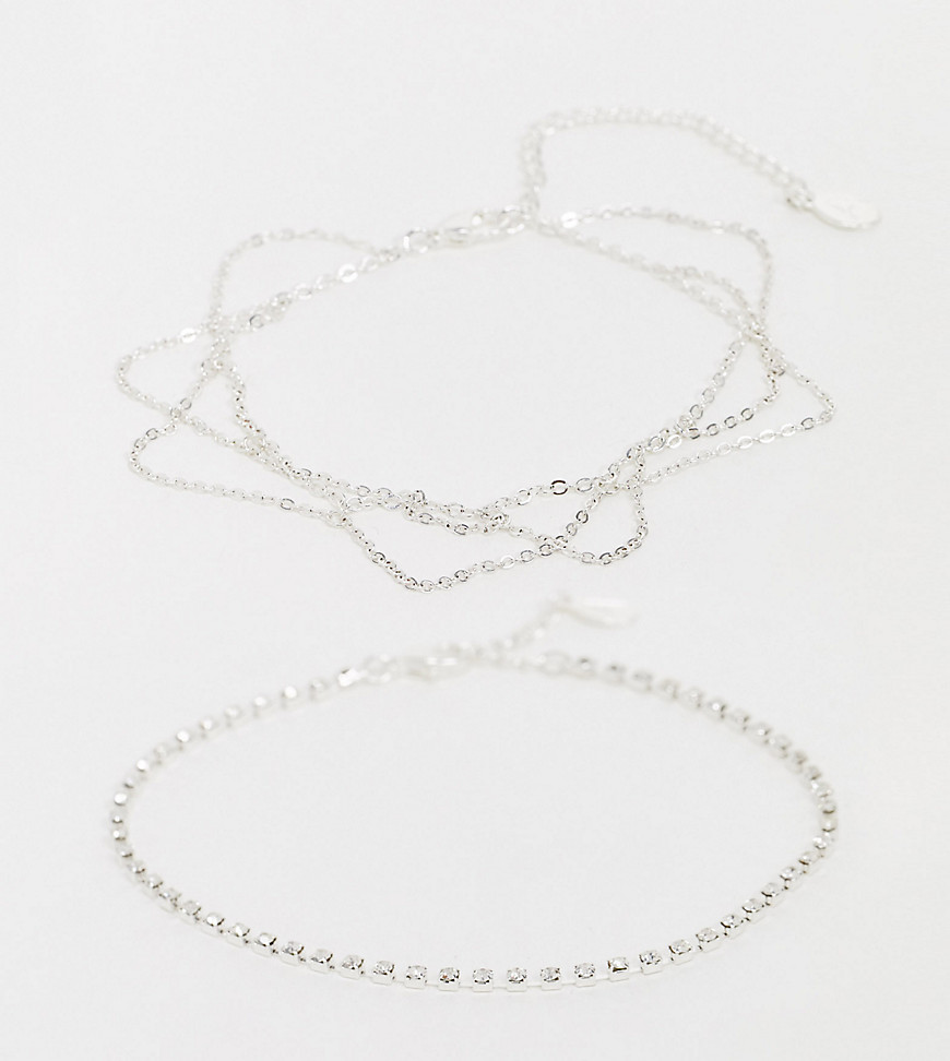 Accessorize pack of 2 chain anklets in silver