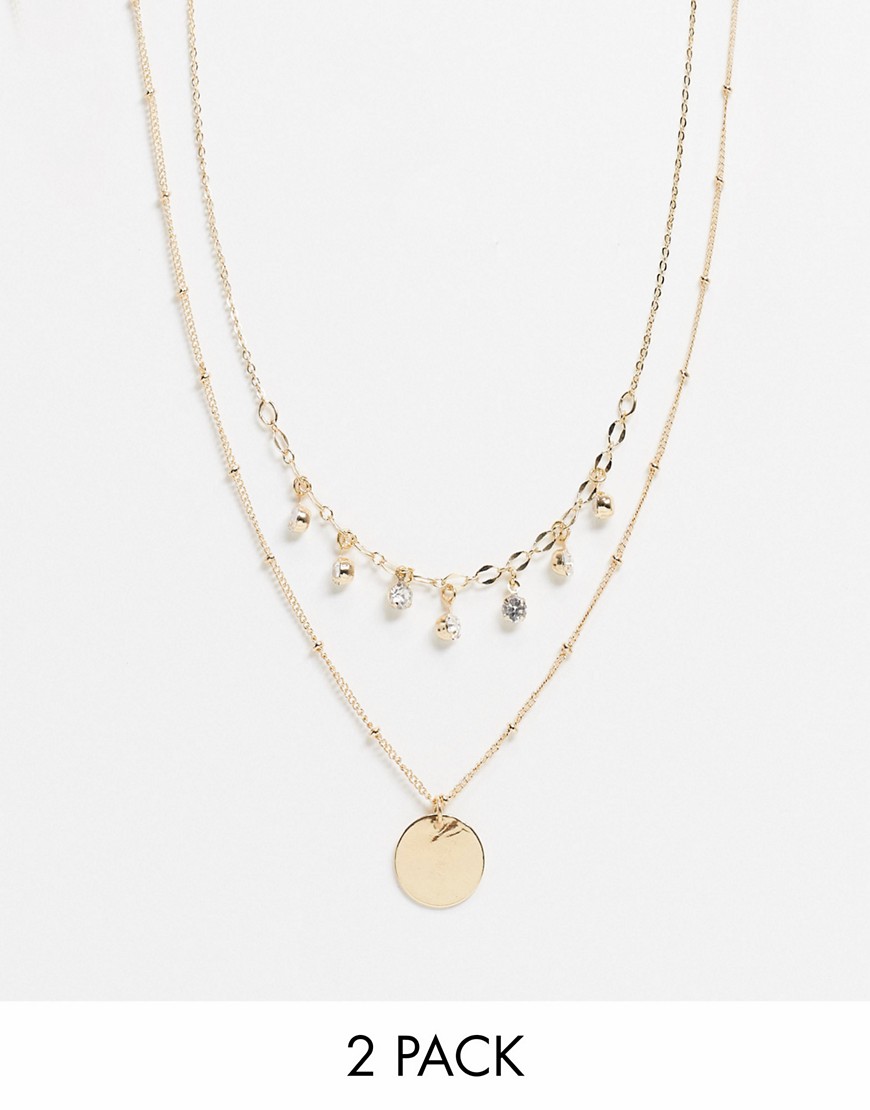 Accessorize pack of 2 layering necklaces in gold