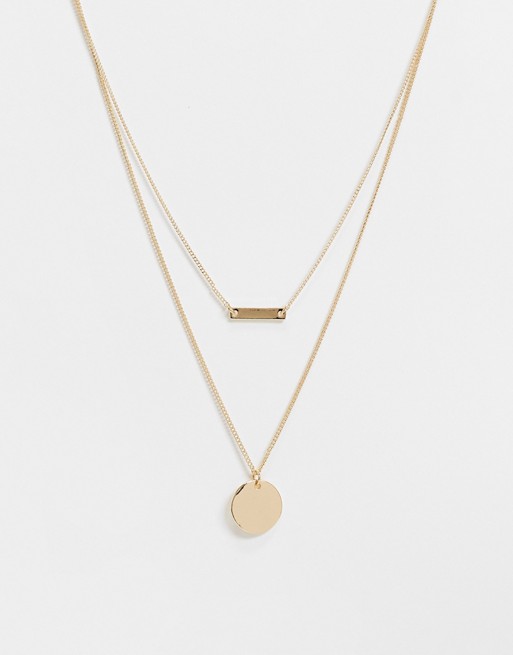 Accessorize pack of 2 layering necklaces in recycled gold metal