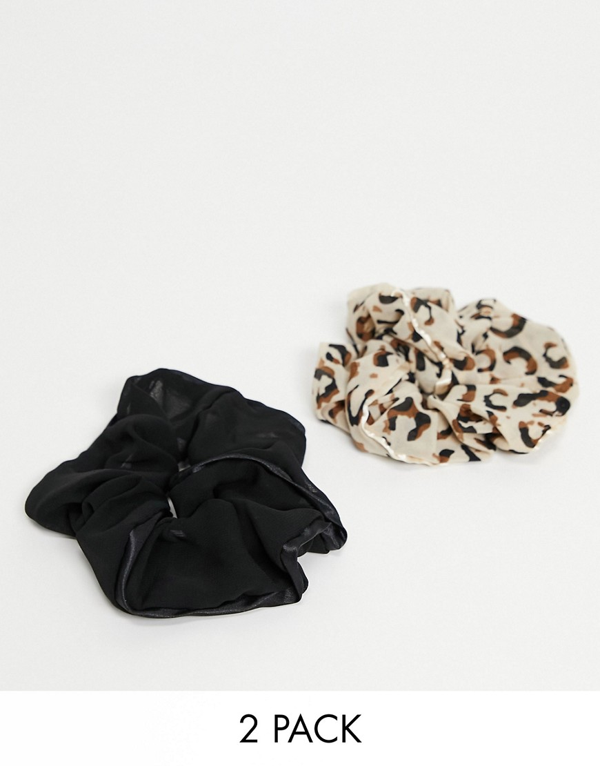 Accessorize pack of 2 scrunchies in leopard print-Multi