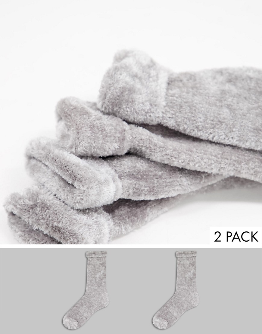 Accessorize pack of 2 super soft cosy socks in grey