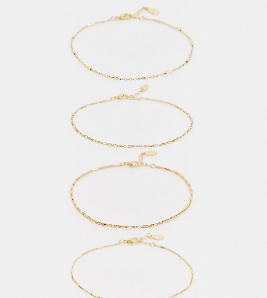 Accessorize pack of 4 chain anklets in gold
