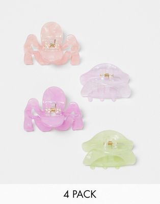 Accessorize pack of 4 resin hair claws in pastel tones