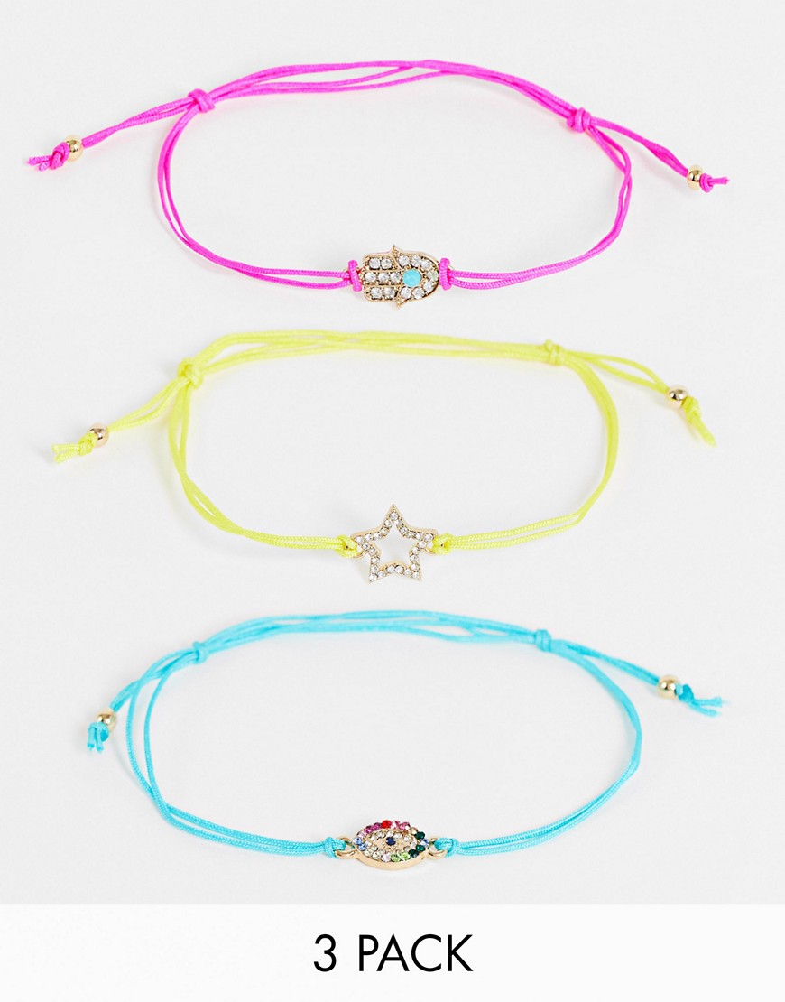 Accessorize pack of three friendship bracelets in brights-Multi