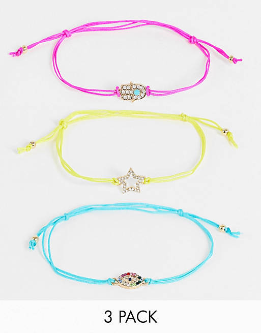Accessorize pack of three friendship bracelets in brights