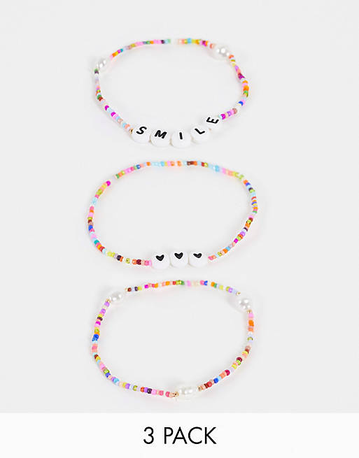 Accessorize pack of three friendship bracelets in happy brights