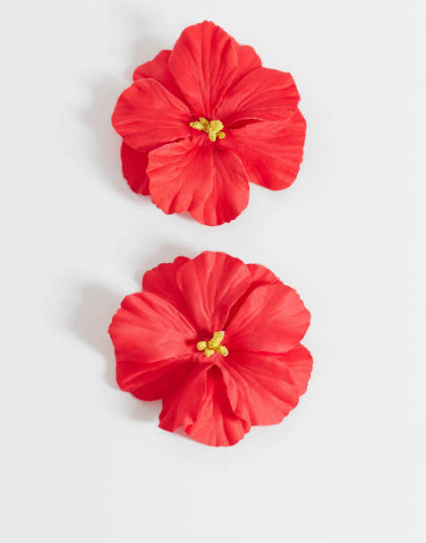 Accessorize - Pakke med 2 hårspænder med rødt hibiscus-design - view 1