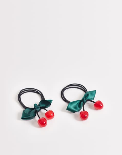 Accessorize - Pakke med 2 sorte hårelastikker med kirsebærdesign - view 1