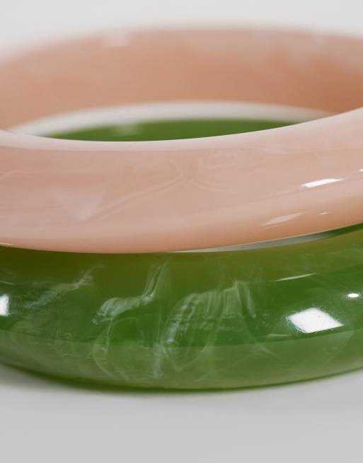 Accessorize - Pakke med 2 tynde pastelfarvede armringe i resin, 3 af 3