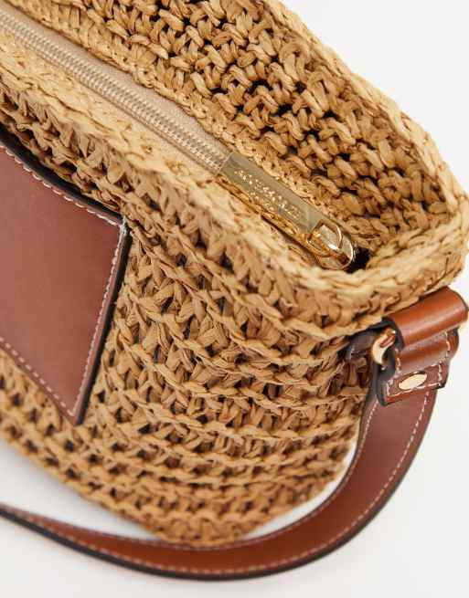 Accessorize panel cross body bag in straw