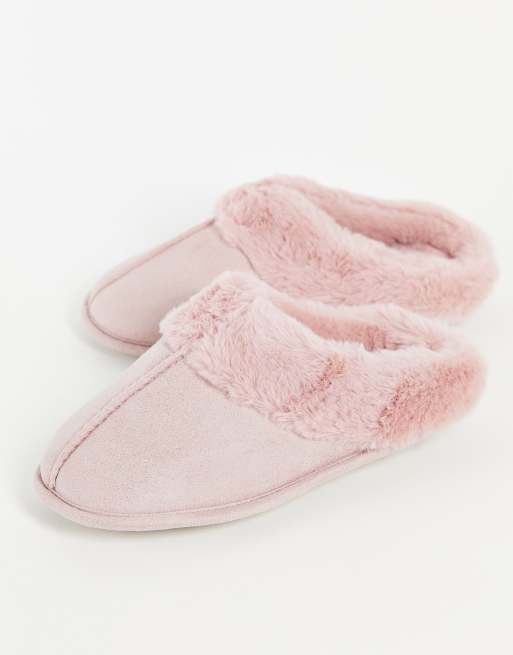 Accessorize - Pantoffels met imitatiebont in lichtroze