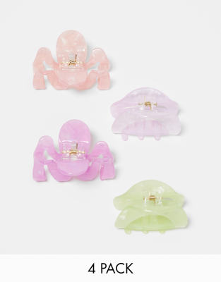 Accessorize – Pastellfärgade hårklämmor i harts, 4-pack