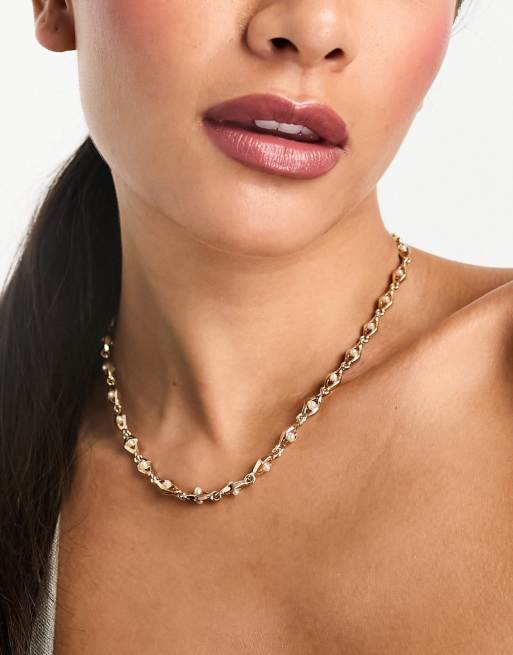 Accessorize pearl detail chain necklace in gold | ASOS