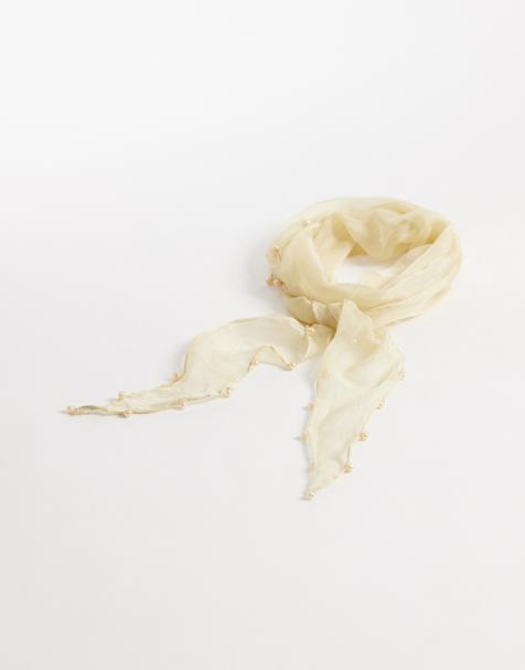Accessorize pearl edge neck scarf in ivory - view 1
