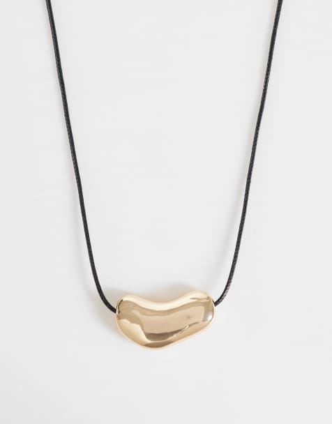 Accessorize pebble cord necklace in gold - view 1