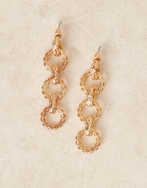 Boucles D'oreilles Vintage Pendantes à 3 Chaînes Fines - Neuf Avec étiquettes