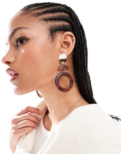 Accessorize - Pendants d'oreilles tendance en résine - Écaille de tortue - view 1