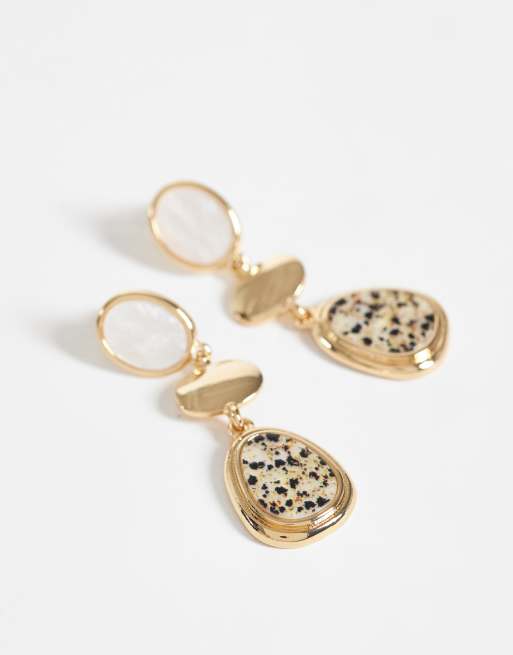 Accessorize - pendientes colgantes de tres piedras con lunares en dorado, 3 de 4