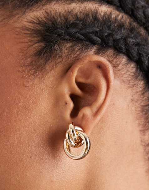Accessorize - pendientes de botón dorados con nudo y cierre tipo aldaba - view 1