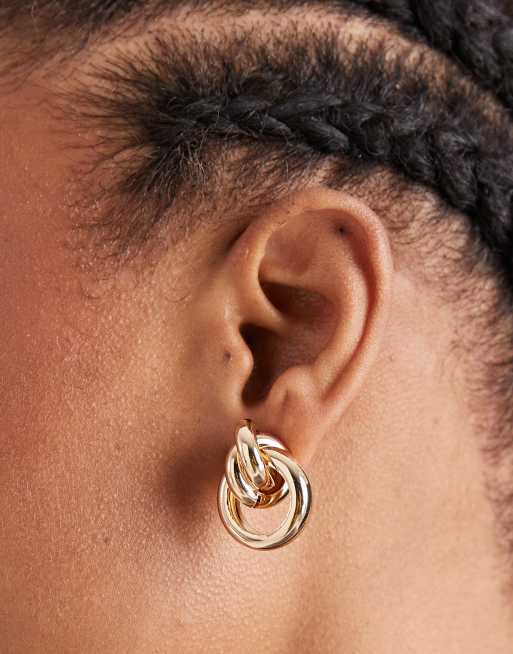 Accessorize - pendientes de botón dorados con nudo y cierre tipo aldaba