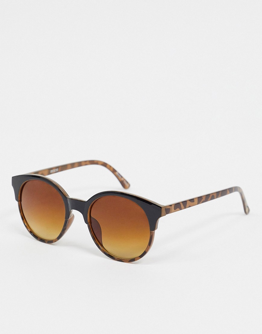 Accessorize Penny two part preppy round sunglasses in tortoise shell-Brown