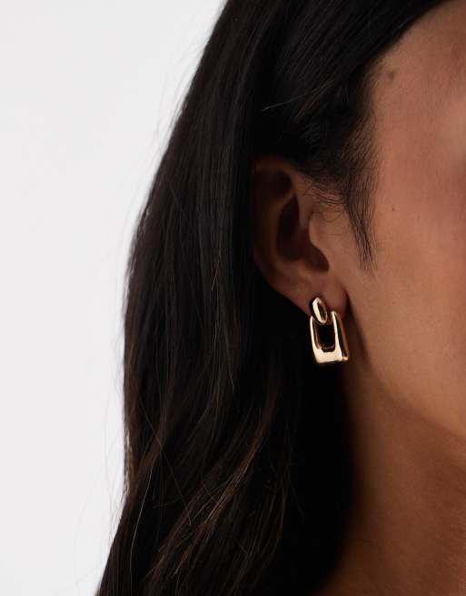 Accessorize - Petites boucles d'oreilles style heurtoir carrées - Doré, 3 de 3