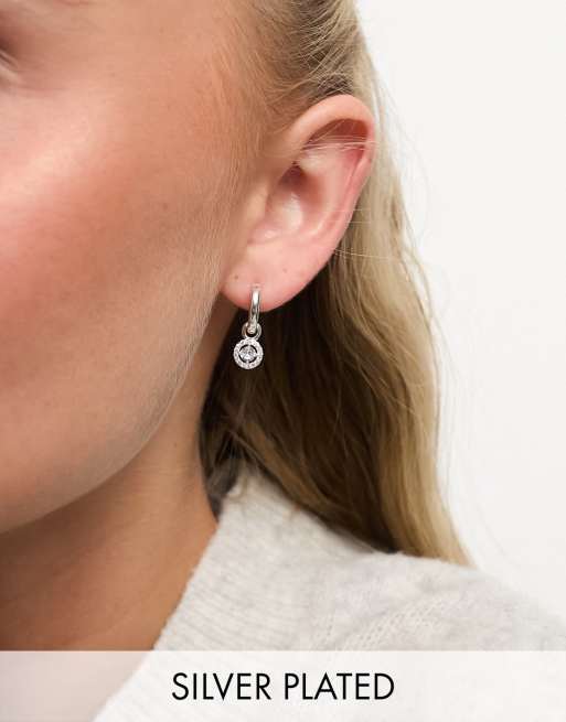 Accessorize - Petites créoles en plaqué argent véritable avec breloque