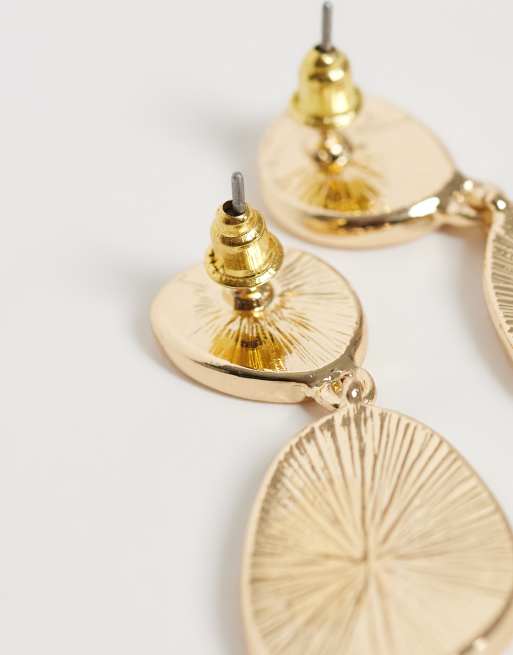 Accessorize pink enamel double drop earrings in gold, 3 of 4