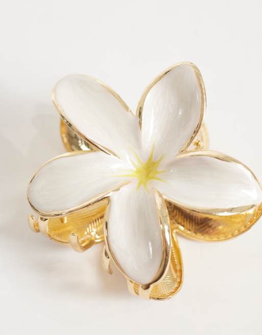 Accessorize - Pinza blanca con diseño floral esmaltado, 3 de 3