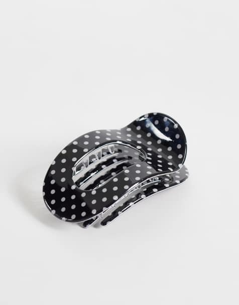 Accessorize - Pinza para el cabello negra con estampado monocromático de lunares - view 1